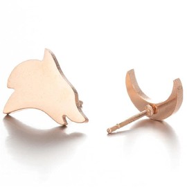 Pendientes de tuerca de luna creciente para mujer, acero inoxidable, diseño de lobo aullando y perro con animales, juego de 4 piezas