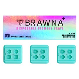 BRAWNA [ Upgated Version ] 50 Pack Disposable Ink Trays for Miroblading & PMU pigments - PMU Supplies - Turquoise