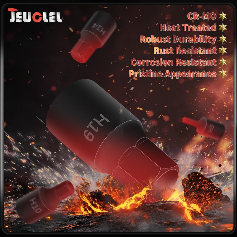 JEUCLEL 14Pcs Impact Grade Allen Bit Socket Set, Metric Hex
