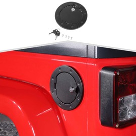 Amayum Fuel Filler Door Gas Cap Tank With Lock Overlay Exterior Accessories Fit for Jeep Wrangler JK JKU 2007-2017,Black