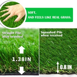 ZGR Artificial Garden Grass 3 ft x 15 ft Premium Lawn Turf, Realistic Fake Grass, Synthetic Turf, Thick Pet Turf, Fake Faux Grass Rug with Drainage Holes Indoor/Outdoor Landscape Customized Available