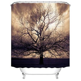 Sepia Tree Shower Curtains for Bathroom Mysterious Fantasy Forest Waterproof Fabric Shower Curtain with Hooks for Bathroom Decorations 72x72 Inch