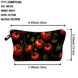 Livel lhood Tomato Makeup Bag Red Tomato Pattern Small Cute Organizer Bag Zipper Pouch Tomato Illustration Print Cosmetic Bag Present for Women Friends