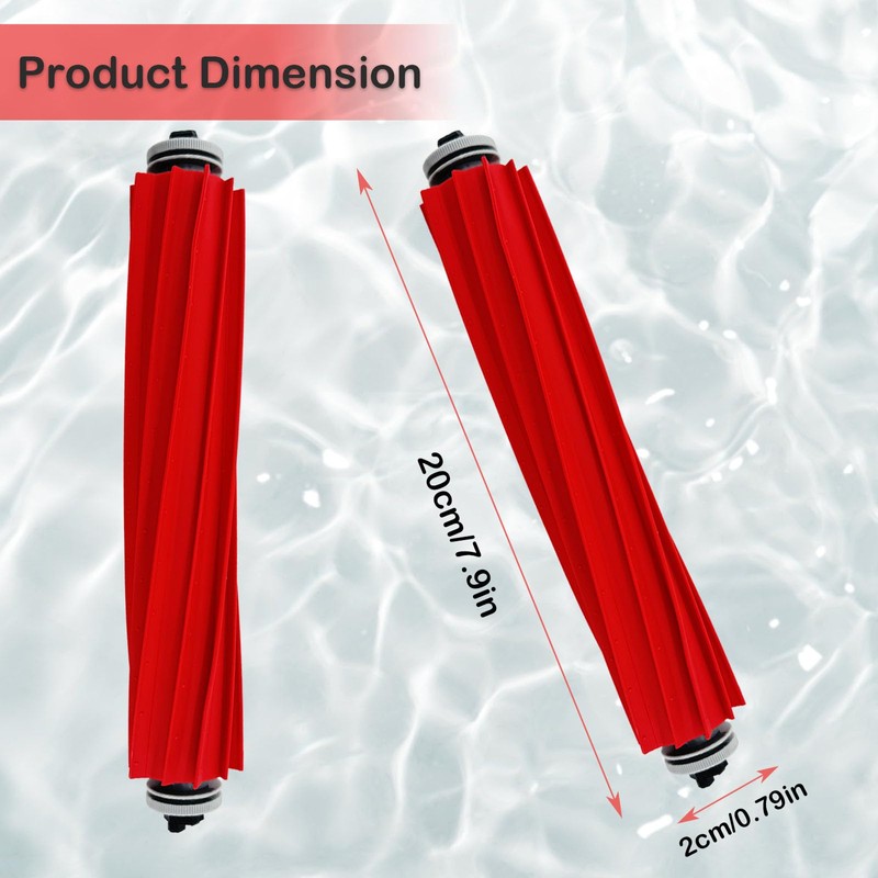 iKuKurun 2 Pack Rubber Roller Brushes Replacement for Roborock QV