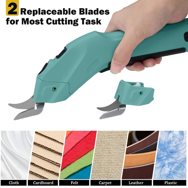 Electric Scissors, Wireless Cutter with 2 Cutting Blades, 4 V