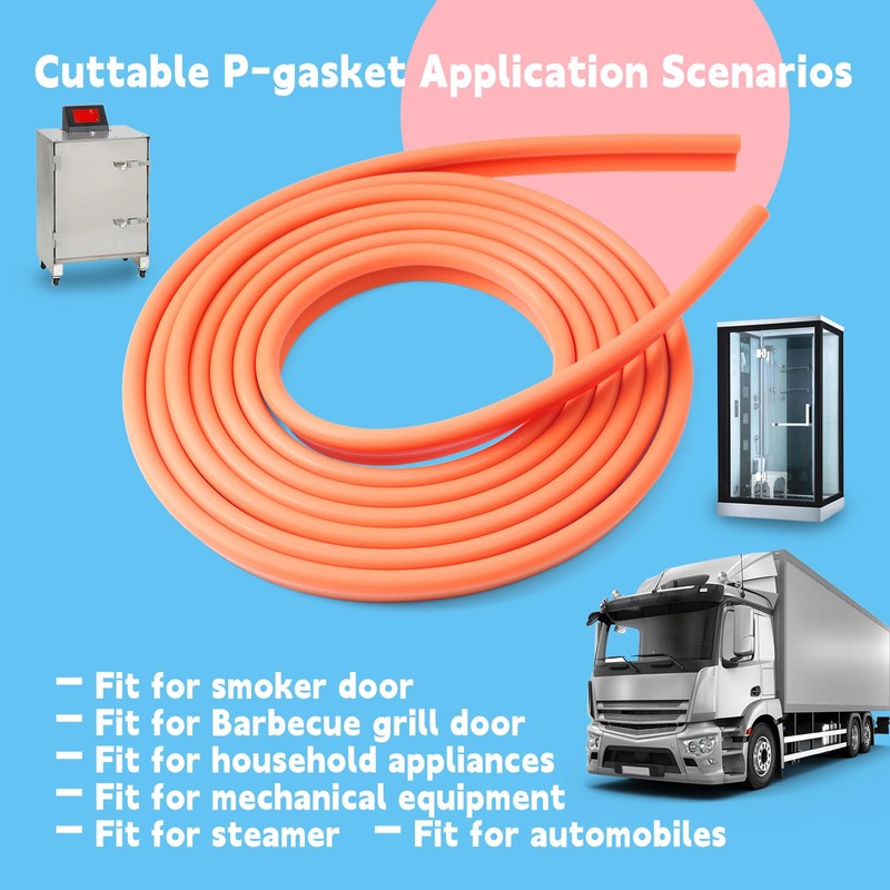 13ft Heat Resistant Silicone P-Gasket Seal Replacement for Smoker Barbecue