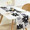Black Grey Table Runner Modern Floral Table Runner Outdoor Table