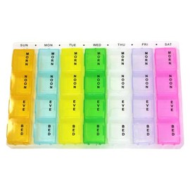 fiXte Coloured Daily 7 Day Pill Box Medicine Medication Organiser Storage Box Dispenser Vitamins Cod Liver Oil Pills Supplements (1)