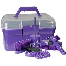 Pfiff 101752 Starry Magic Filled Grooming Box, Grooming Box With Grooming Kit, Horse Grooming