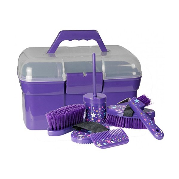 Pfiff 101752 Starry Magic Filled Grooming Box, Grooming Box With Grooming Kit, Horse Grooming