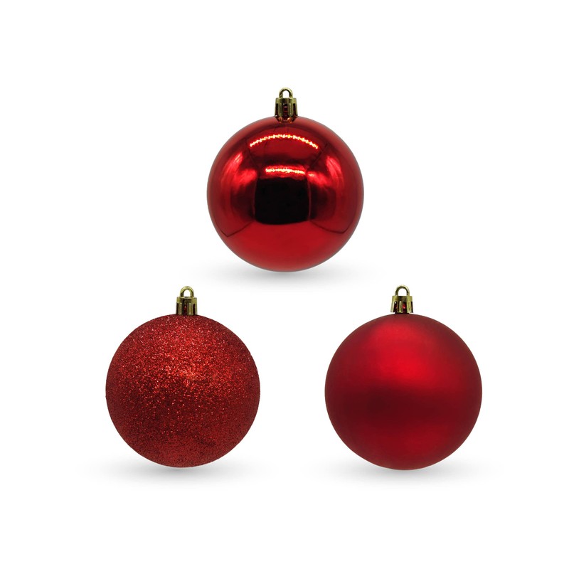 Plastic Christmas Bauble Diameter 8 cm Matt High Gloss Glitter