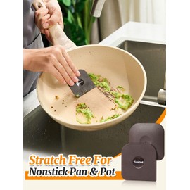 Chef Pan Raspador, rascador de platos, juego de 6 unidades, rascador de alimentos, raspador de ollas, rascador de hierro fundido, rascador de hierro fundido para limpiar grasa, raspador de cocina