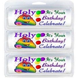 Funny Birthday | Adorable Baby Shower | Mini Toilet Paper Rolls | Great Gift Idea | Cute Party Favor | Holy Poop (3-Pack) (952 Holy Poop Birthday - Rainbow)