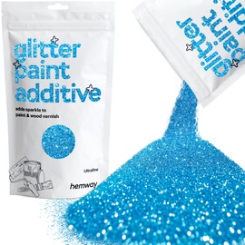 Hemway Glitter Paint Additive Crystals for Acrylic Emulsion Paint, Interior & Exterior Walls, Wood, Varnish, Matt, Gloss, Furniture 100g / 3.5oz - Ultrafine (1/128" 0.008" 0.2mm) - Ocean Blue
