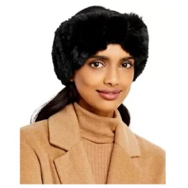 Surell Faux Fur Stretch Knit Headband Black One Size