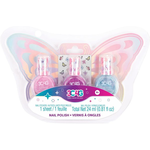 3C4G Butterfly Nail Polish Trio – Non-Toxic, Water-Based Nail Polish