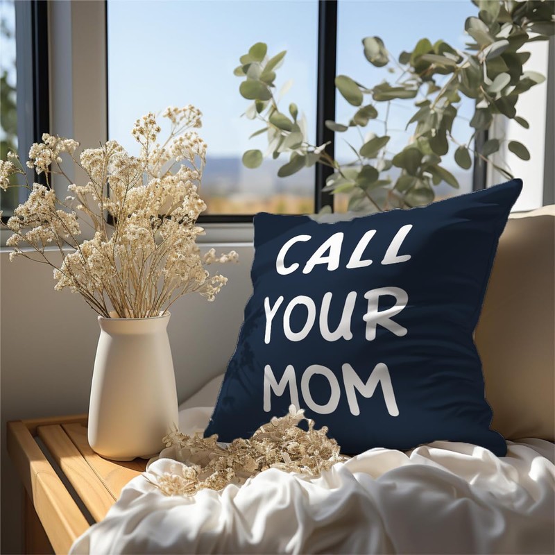 HONLUNG Call Your Mom Throw Pillow Cover 18x18,Funny College Dorm