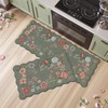 Collive Anti Fatigue Kitchen Mats, Scalloped Green Floral Kitchen Rugs