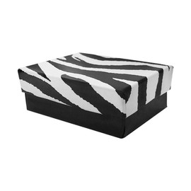 Prolinemax 100 Pc 3-1/2" x 3-1/2" x 1" Gift Boxes Jewelry Zebra Animal Print Cotton Filled