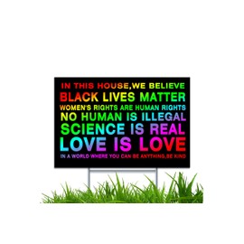 HERYNLRN Yard Sign with H-Frame Stakes We Believe Sign Colorful Black Lives Matter UV and Weather Resistant Corrugated Plastic Sign 2-Sided Print for Patio Garden Outdoor Indoor Decor 18"X12"