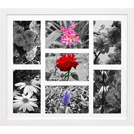 Golden State Art 13.7x15.7 Matted White Wood 7-Opening for 4x6 Collage Picture Frame