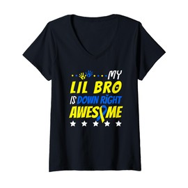 Womens My Brother Lil Bro is Down Right Awesome Homie Matching Team V-Neck T-Shirt