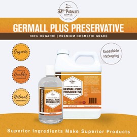 GERMALL PLUS PRESERVATIVE Liquid (8 oz) Paraben-Free; Formaldehyde-Free; Water & Oil Soluble | Suitable for Soap Making, Lotions, Conditioners, Creams | Keeps Products Fresh & Safe | 8 OUNCES