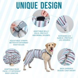 Arblina Dog Recovery Suit for Rear Leg, Adjustable Recovery Sleeve to Stop Licking Wounds for Male Female, Pet Surgrey Onesie for Neuter Spay Protective as Cone Alternative Surgical Suit, Blue XS