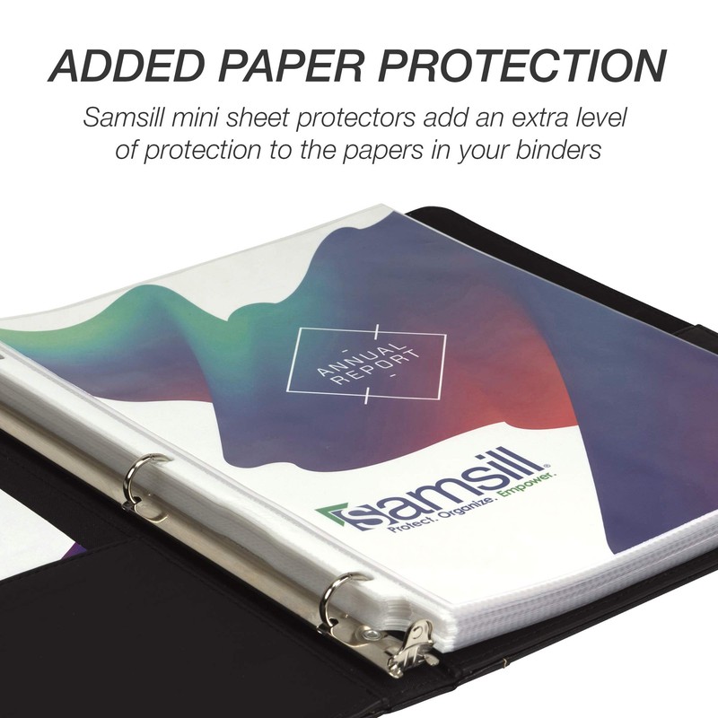 Samsill 0.5 Inch 3 Ring Binder, Leather, Black with Contrast