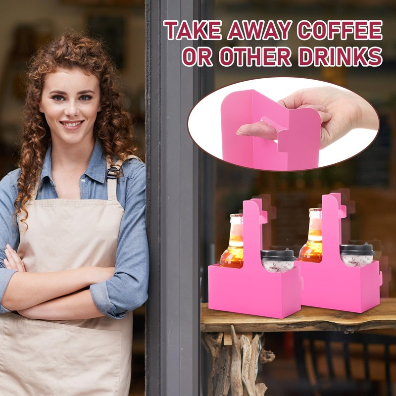 Kosiz 60 Pcs 2 Cups Drink Carrier with Handle 6.9