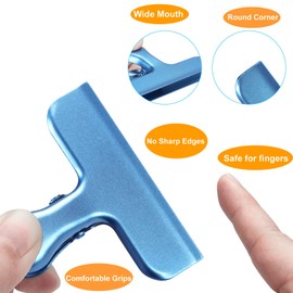 Pack of 5 Large Metal Clips for Bags, Sealing Clips for Food Bags, Sealing Clips, Letter Clips Made of Stainless Steel, Strong Spring Force, No Sharp Edges (76 mm)