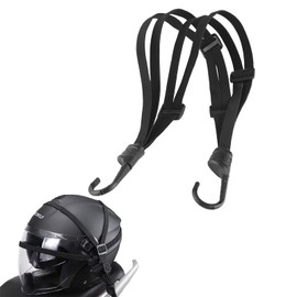 Watris Veiyi Helmet Rope, 63cm/24.8" Motorcycle Helmet Strap, Black Retractable Luggage Elastic Strap with Hooks