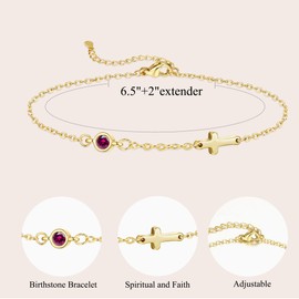 DONYUDE Simple Gold Bracelet Christian Gift for Women Adjustable July Birthstone Jewelry Birthday Gift for Teen Stocking Stuffer