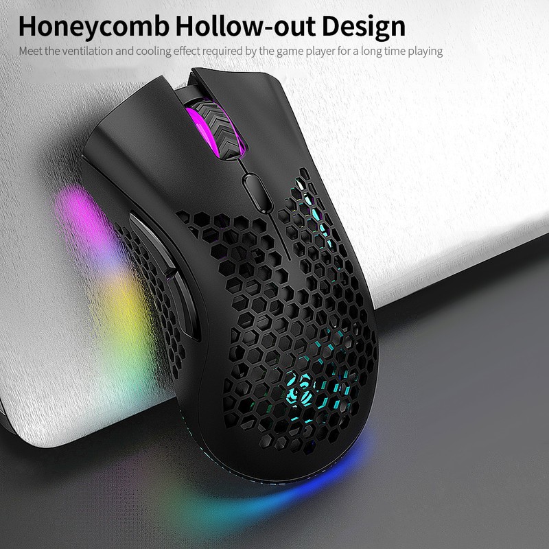 2.4G Wireless Gaming Mouse Rechargeable Mouse with RGB Light Effect