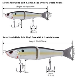 BASSDASH Swimbaits Pike Trout Glide Baits Minnow Hard Bass Fishing Lure 7in 7.2in 8in …