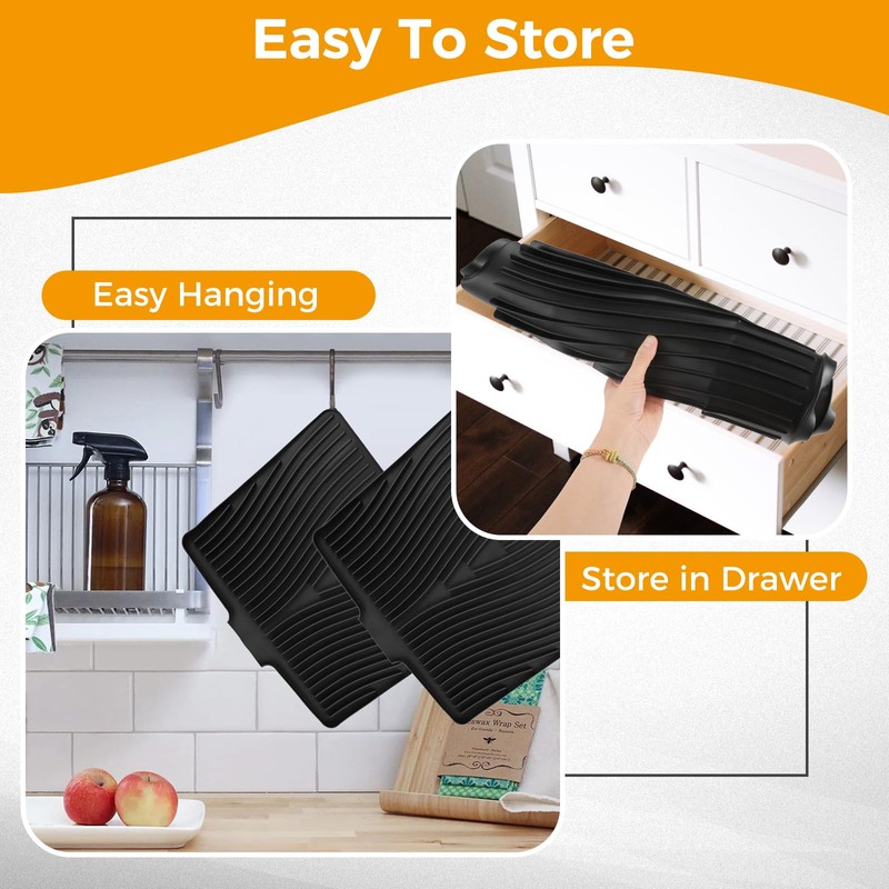 MOOTVGOO 19.7" X 17" Silicone Dish Drying Mat for Kitchen