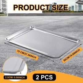 Datanly 2 Pcs Stainless Steel Oil Drip Pan for Under Car 27.56 x 19.69 Inch Automotive Oil Change Pan Silver Rust Resistant Motorcycle Drip Tray Replacement Tray for Garage Floor