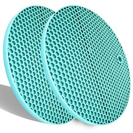 Extra Thick Silicone Trivets Heat Resistant Pot Holder and Oven Mitts,Trivets for Hot Dish,Nonslip Insulation Honeycomb Rubber Hot Pads for Countertop,Multi-Purpose & Flexible Mats Set of 2 Teal