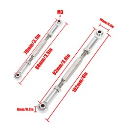 RC Car Push Rod, 88mm Aluminum Alloy Adjustable Push Rods Compatible with 1/10 RC Car, 6Pcs(Silver)