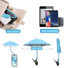 SHDIEHJFMLDH Phone Umbrella - Anti-Glare Sun Shade, Clip On umbrella for phone sun shade, Protects from Sunlight and Glare, Rain protector Outdoor Activities, Universal Fit for All Smartphones-Blue