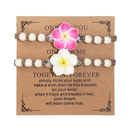 Lovely Hawaiian Plumeria Rubra Dangle Earrings Tropical Flower Bohemia Luau Beach Party Accessories for Women Gifts-2Pcs Bracelets