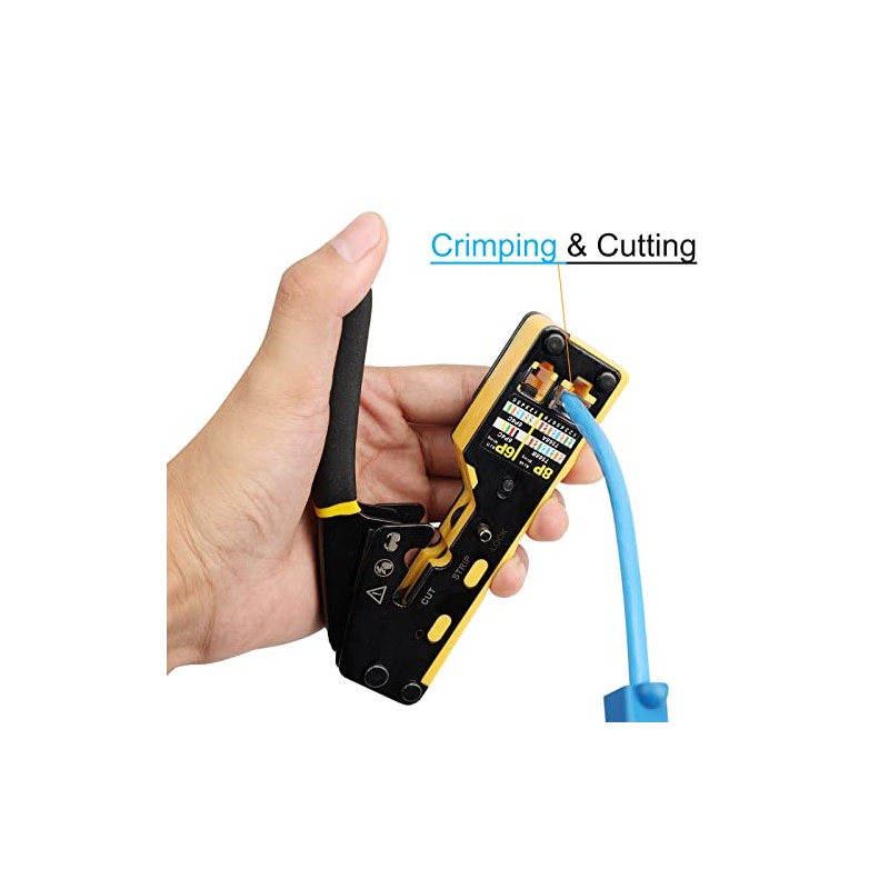 Solsop Pass Through RJ45 Crimp Tool Kit Ethernet Crimper CAT5