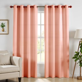 Mayfair Linen Curtains 96 Inches Long - Bedroom Living Room 96 Inch Curtains 2 Panel Set, Grommet Top Semi Sheer Light Filtering Drapes, Soft Linen Textured Window Panels for Privacy - Terracotta