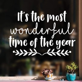 Vinyl Wall Art Decal - It's The Most Wonderful Time of The Year - 17" x 25" - Trendy Christmas Song Quote for Home Living Room Front Door Coffee Shop Store Seasonal Decoration Sticker