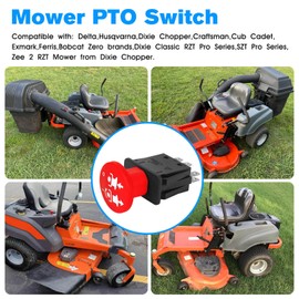 Mower PTO Switch for Delta 6204 6201 Series 8 Terminals 10 AMP PTO Switch 4174684 500016 430-528 Replacement Dixie Chopper Husqvarna Classic RZT Pro Series SZT Pro Series Zee 2 RZT Mower -Red