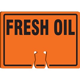 AccuformNMC "Fresh Oil" Traffic Cone Top Sign, Combine With Orange Cones to Create a Warning Sign, 10" x 14" Plastic Cone Sign, Made in the USA, FBC744