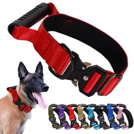 JSXD Tactical Dog Collar, 1.5 Inch Wide, Heavy Duty Military Training Collar with Handle, Metal Quick Release Buckle, 1000D Nylon, for Medium Large Dogs