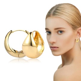 1 Piece Gold Hoop Earrings Small Earrings for Women Chunky Small Hoop Earrings 14K Gold Chunky Cartilage Hoop Earrings Mini Hoop Earrings Small Hoop Earrings Lightweight Wide Earrings for Girls