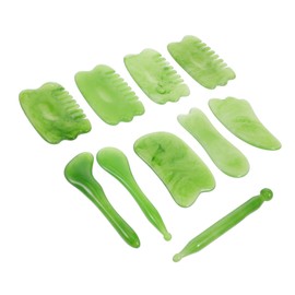 Gatuida 1 Set Gua Scraping Massage Tool Set for Facial with Storage Bag Gentle Massaging Plates for Stress Relief and Muscle Tension