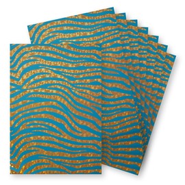 Springboard A4 Metallic Holographic Foil Design Card - 230gsm Cardstock for Card Making - Crafting Card Compatible w/Die-Cutting Machines - Gold Animal Print (Turquoise Card) - 10-Pack